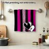 Quick Dry Absorbent Bath Towel, Pink Black Stripes And Heart Print, Soft Wash Towel