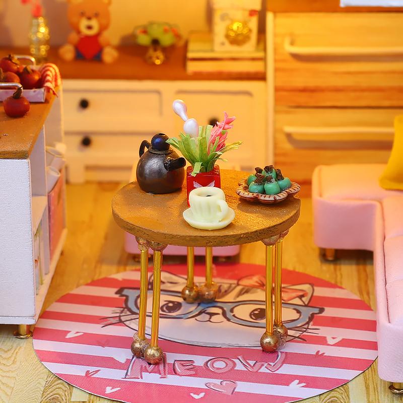 DIY Wooden Mini Doll House 3D Puzzle Small House Kit Assembly Model Building Model Toy Home Decoration With Furniture LED Lights
