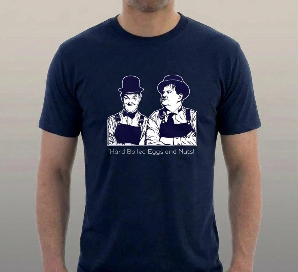 Laurel & Hardy T-shirt Hard Boiled Eggs & Nuts tee Stan & Ollie Sillytees M