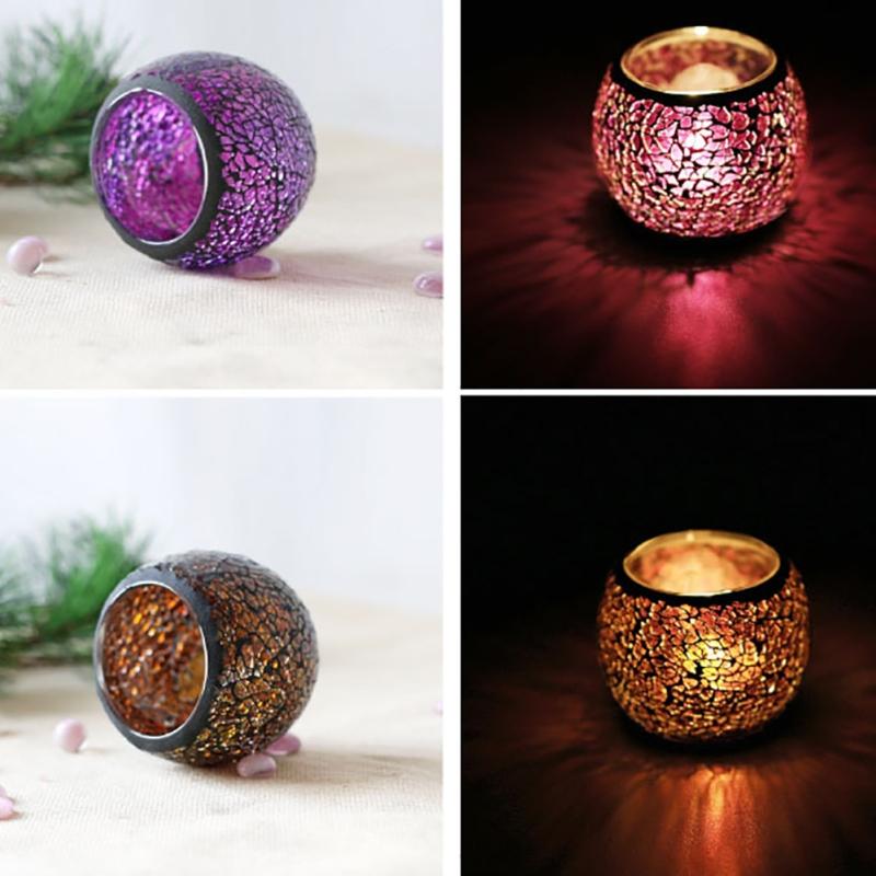 Mosaic Glass Candlestick Wishing Candle Tea Light Holder Dinner Wedding Tabletop Decoration