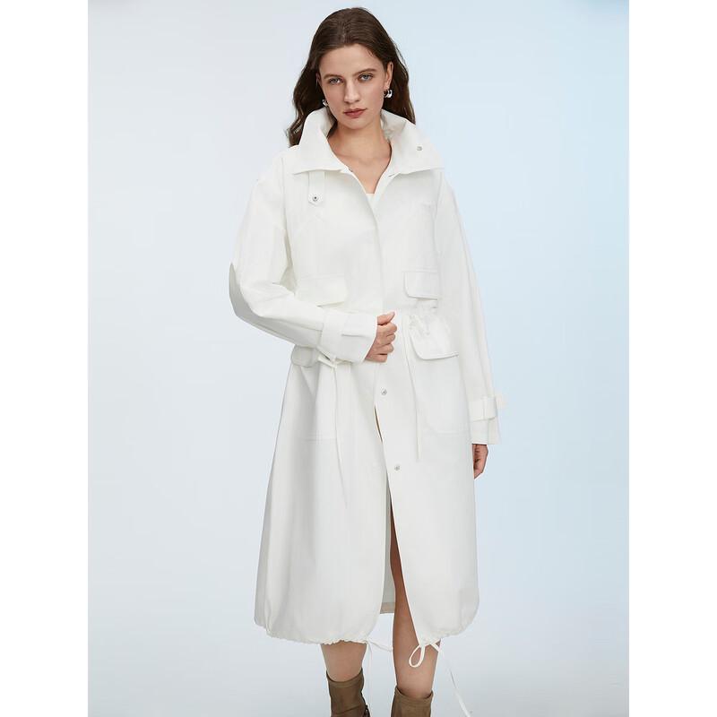 

ELLE Women s Pure Cotton Waist-Cinching Trench Coat M