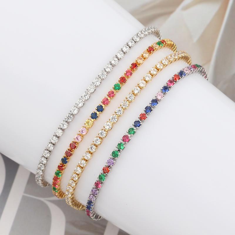 Women's Charm Tennis CZ Zircon Rainbow Bracelet For Women Luxury Multicolor Crystal Bracelet Couple Jewelry Gifts Pulseras Femme