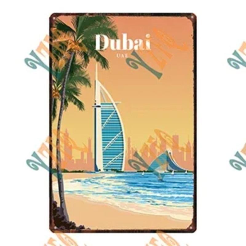 Cityscape Travel Metallschild, Urbanes Landschafts-Wanddekor 20x30cm