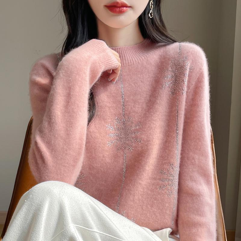Women's Cashmere Sweater Qinghe Cashmere 30% Cashmere 70% Wool Autumn and Winter Pullover Warm and Fashionable