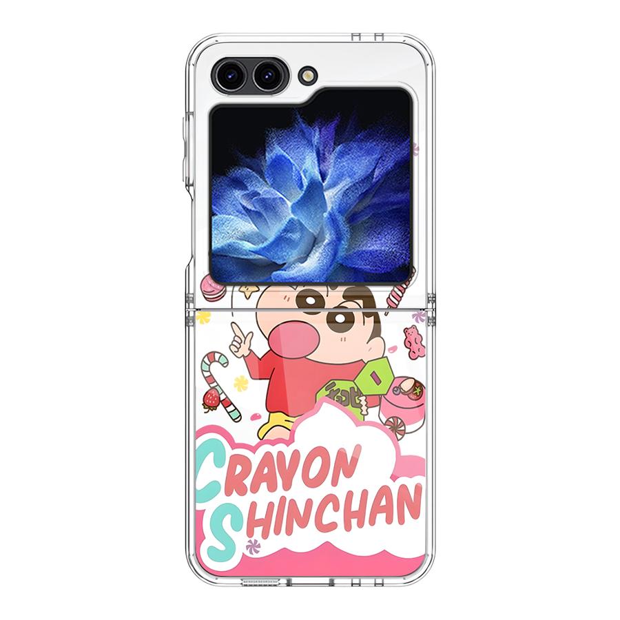 

Case for Samsung Galaxy Flip5 Z Flip 7 6 5 4 3 Flip6 Flip4 Flip7 FE Flip3 Back Phone Cover Funda Cartoon Crayon Shin Chan Galaxy Z Flip6