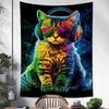 Tier Affe Katze Hund Kopfhörer DJ Musik Gedruckt Große Wandteppich Indischer Buddha Wand Hexerei Bohemian Hippie Wandkunst Dekor