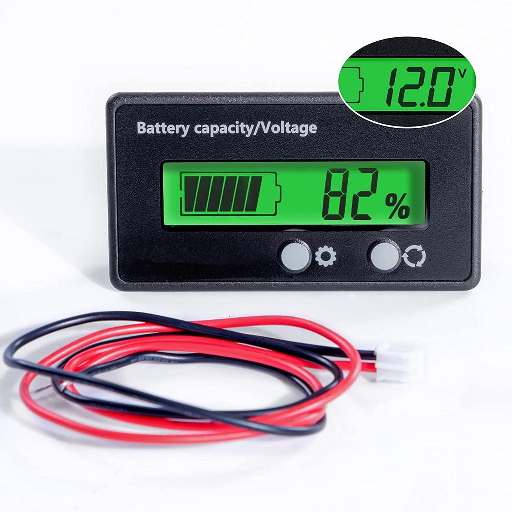 12v green backlight waterproof display 3s 26s lithium battery and lead acid battery digital voltmeter tester Black