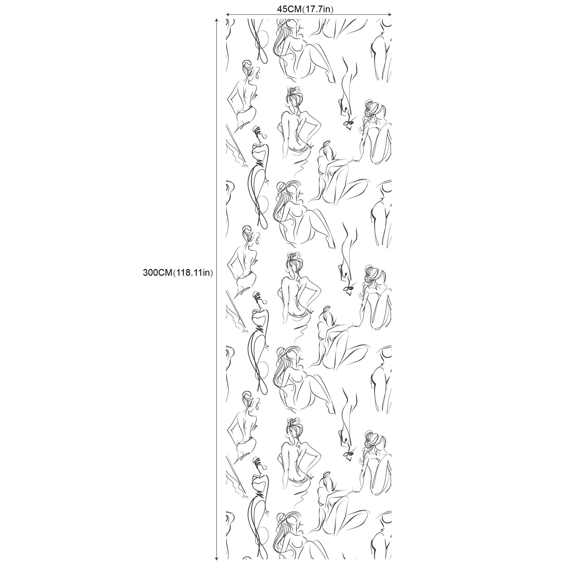 

Минималистичные женские черно-белые линии для гостиной, спальни, фоновая стена, водонепроницаемые, влагостойкие, съемные самоклеящиеся обои(45см*300см) RW281