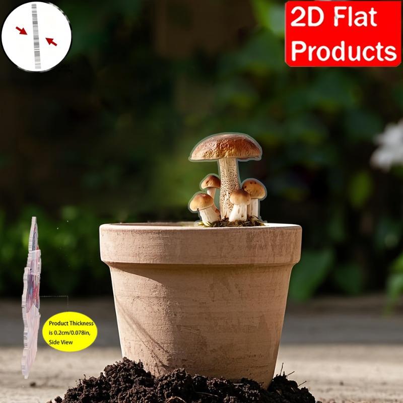 1PC 2D Flat Five Small Mushrooms Garden Decoration - Bohemian Durable Plastic Floor Plug for Outdoor Potted Plants, Garden and Tabletop Decoration