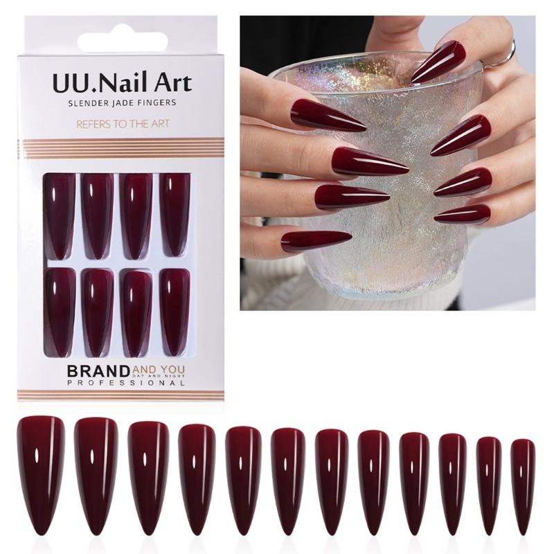 Long Almond Fake Nail Press On Style Non Toxic ABS Material Nail Extensions for Everyday Comfort and Style