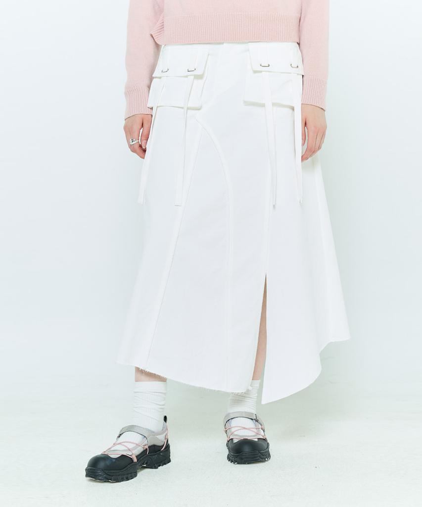 LARTIGENT L6 Pocket Slit Skirt(White)
