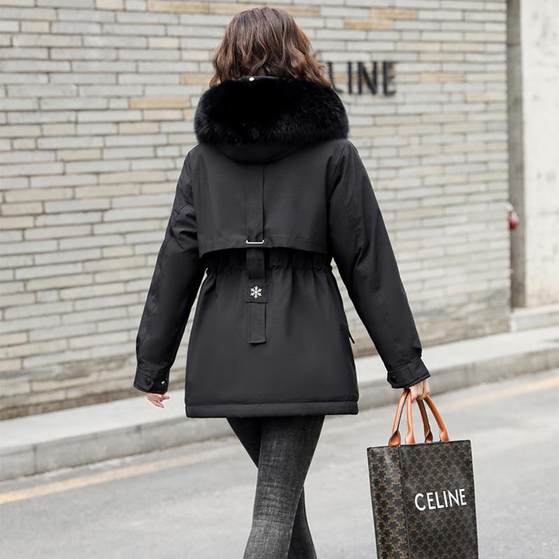 Autumn and Winter Parka Mid To Long Down Coat, Cotton Jacket Adding Velvet and Thickening Cotton Coat, Warm and Casual Cotton Jacket