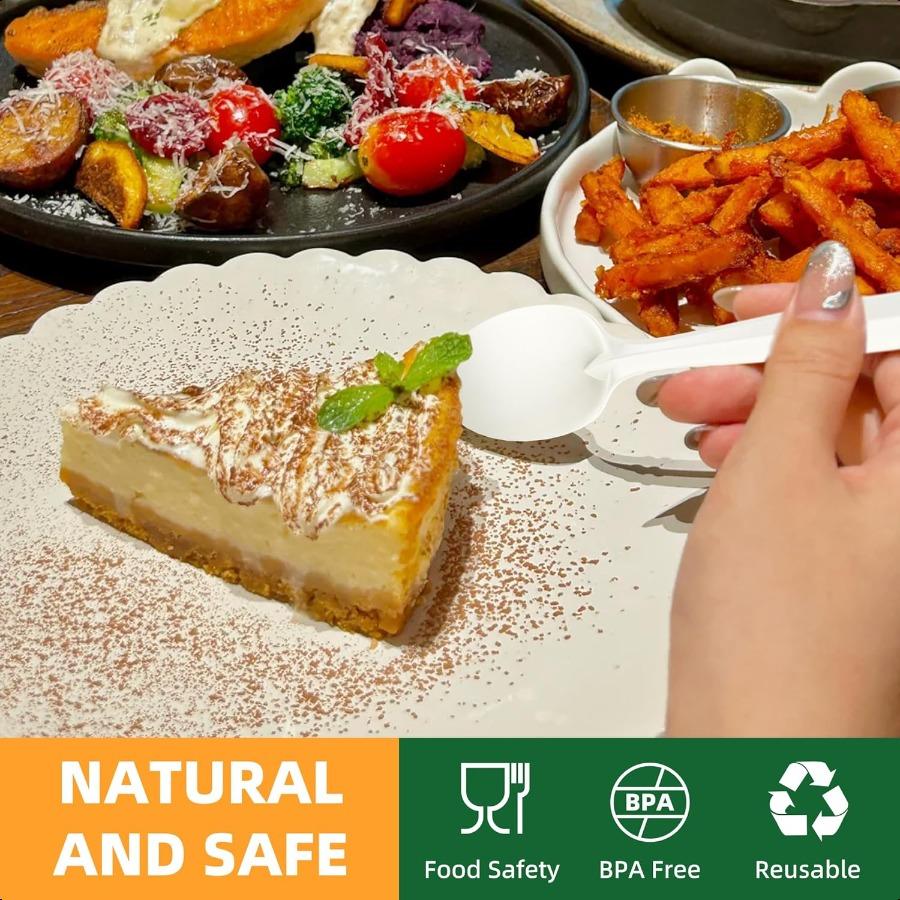 100% Compostable Cutlery Set150pcs 50 Forks 50 Spoons 50 Knives Disposable Cornstarch Utensils Heavy Duty BPI Certified EcoFrie