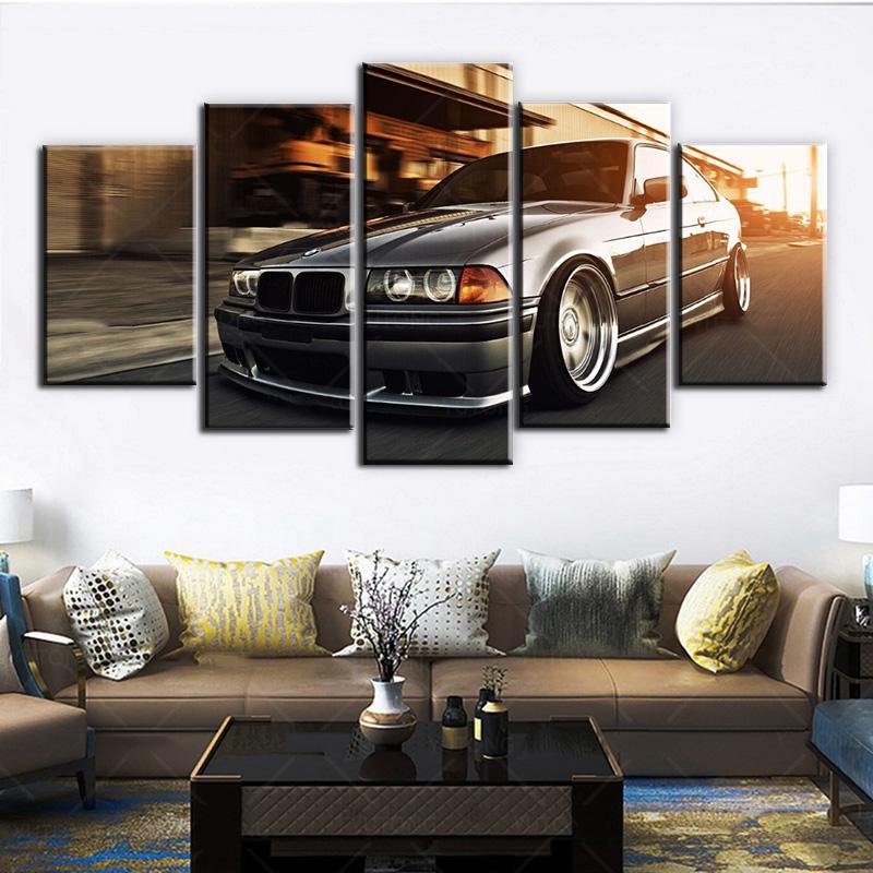 

No Framed Canvas 5 Panel E36 Sports Car Modular HD Decorative Wall Art Posters Pictures Bedroom Home Decor Paintings 20x35 20x45 20x55cm