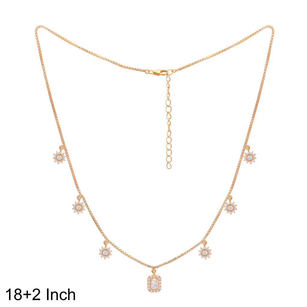 Sunburst Charm Design Gold Vermeil Necklace -925 Sterling Silver