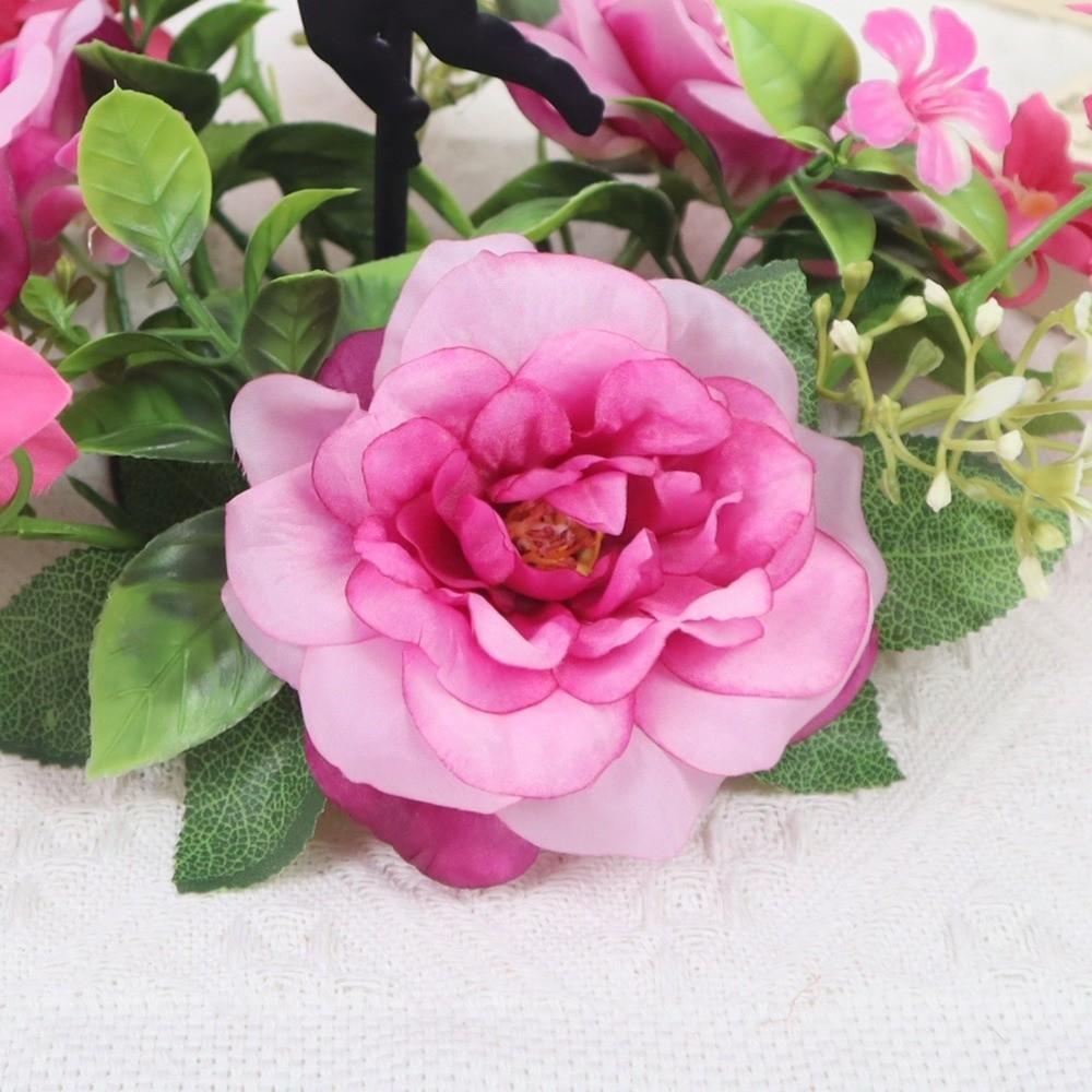 2026 Simulierter Kerzenständer-Kranz, Mini-Kunstblumen-Rhododendron-Kranz, Seidenkerzenring, Weihnachtsschmuck