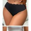 Women's Seamless Solid Color Briefs Low-Rise Nylon Underwear with Hollow Wave Waist Adhesive Tape