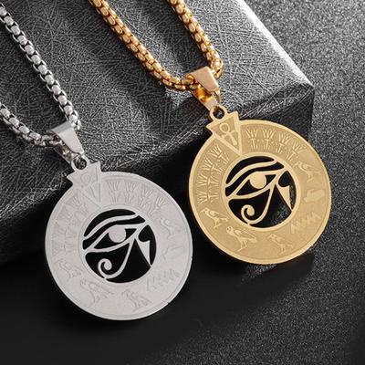 Exquisite Stainless Steel Popular Eye of Horus Medal Necklace Egyptian Totem Medal Pendant Men Women Amulet Jewelry