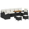 Ensemble de Canapé de Jardin 10 Pièces Noir Rattan Poly Acacia, Canapé de Jardin 2 Places Noir Rattan Poly, Ensemble 3362380