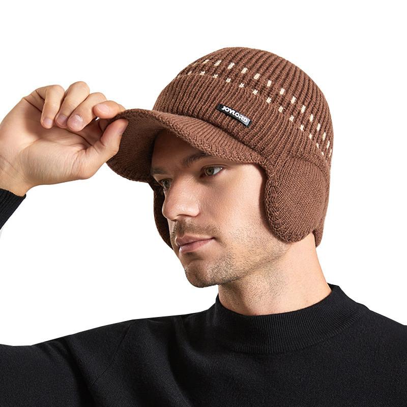 Knitted Winter Hat For Men With Ear Flaps Breathable Warmth For Outdoor Activities