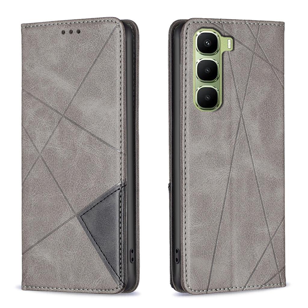 For Infinix Hot 60 Pro 4G Case Card Slots Geometry Imprint Leather Phone Cover