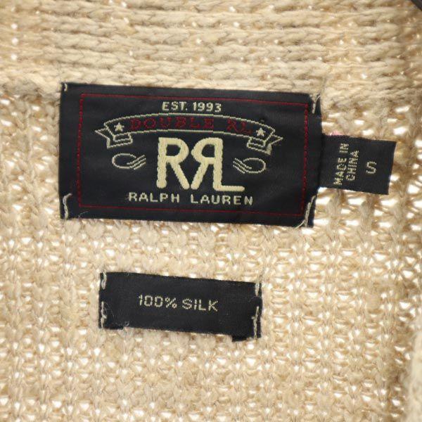 RRL 1 Star 100% Silk Long Sleeve V-neck Knit Cardigan S Beige Men's Used