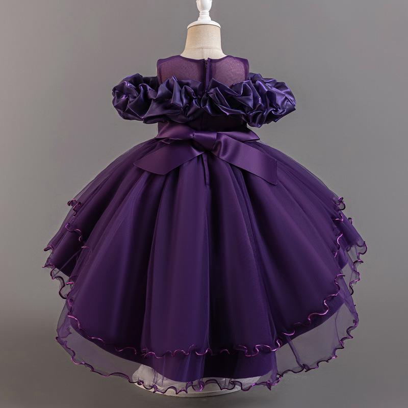 Girls' One-Shoulder Tulle Princess Dress for Weddings, Banquets, and Piano Performances