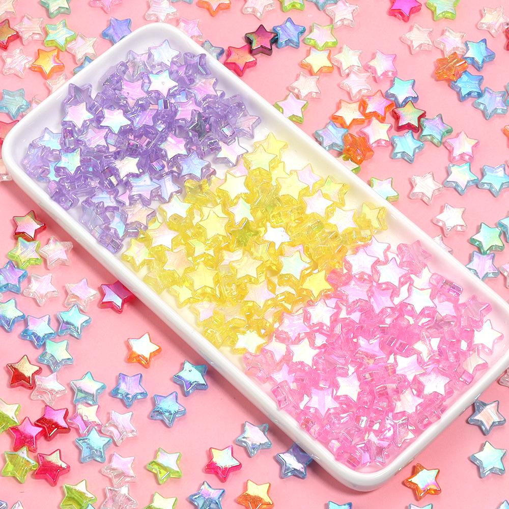 100-Piece Pack: Transparent Acrylic Plated Star Beads for DIY Jewelry Making