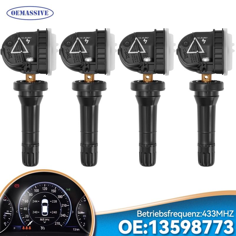 4x Snímač tlaku v pneumatikách TPMS 433 MHz Pro Buick Enclave LaCrosse Cadillac CT6 XT5 CTS Chevy Cruze Silverado 13598773 13506028