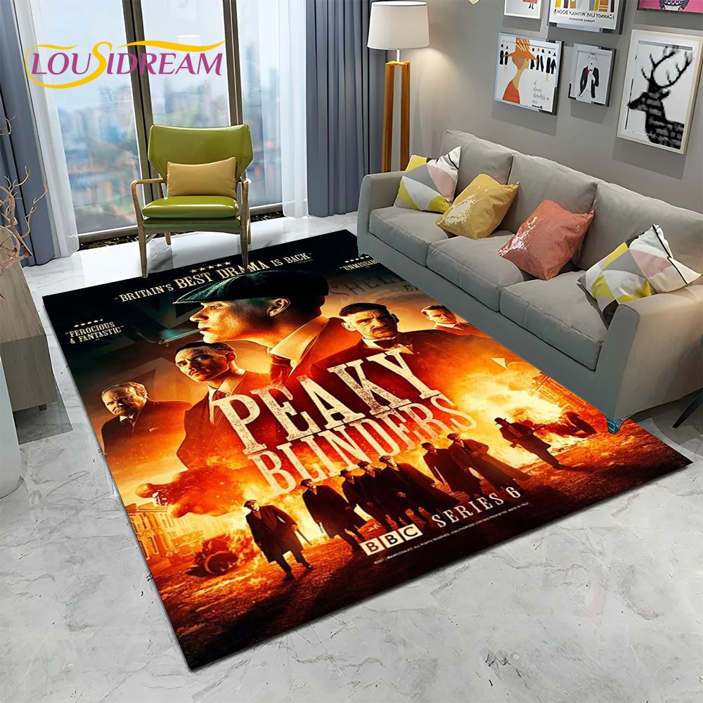 HD Tommy Shelby 3D P-Peaky Blinders Carpet Rug for Home Living Room Bedroom Sofa Doormat Decor,kids Area Rug Non-slip Floor Mat