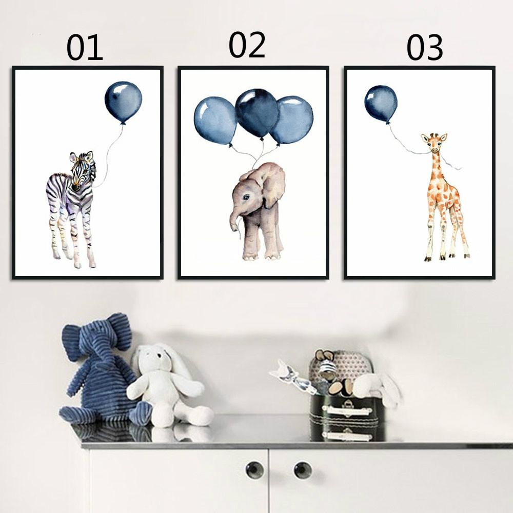 Wall Art Animal Zebra Elephant Giraffe Bubbles Canvas Painting Posters Prints Nordic Nursery Wall Picture Kids Room Decor