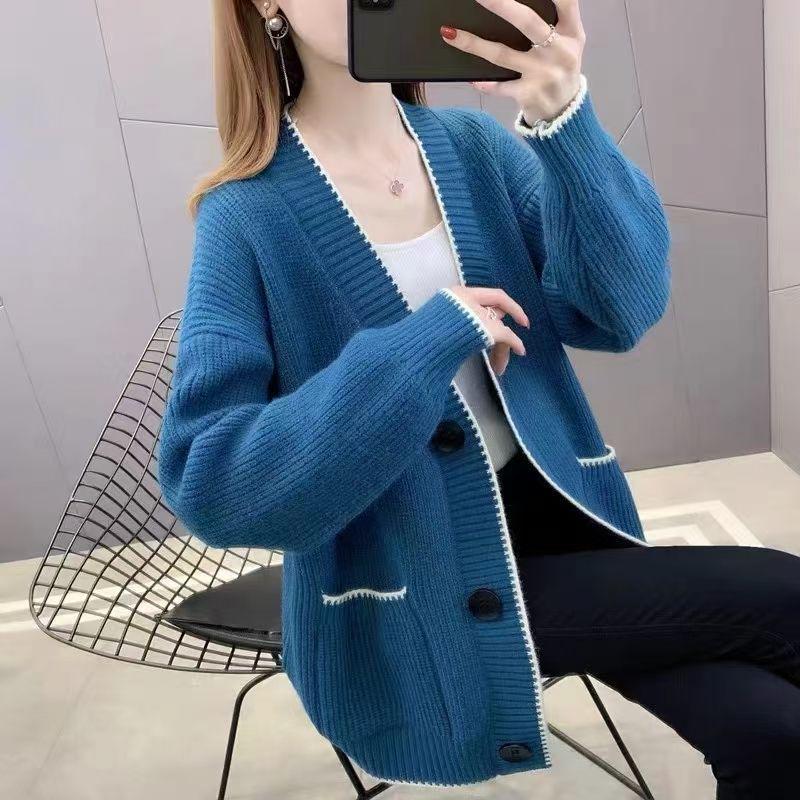 2024 Autumn Women's Fashionable Loose Knit Cardigan Sweater - Little Fragrant Style