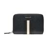 Striped Detail Surrounding Zipper Embossed Cowhide Wallet Men Wallets Navy-Blue 6221824