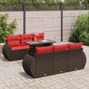 VidaXL Garden Lounge Set with Cushions 7pcs Brown Wicker Acacia, Outdoor Sofa Set, Garden Furniture 3326585