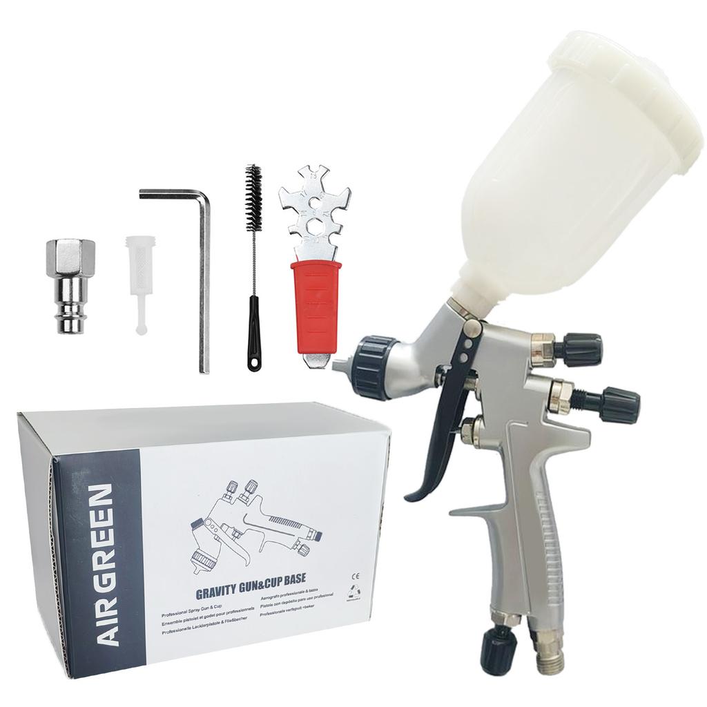 HVLP 1.0mm Air Spray Gun Kit 250cc Fluid Cup  Feed Air Paint Sprayer Mini Handheld 360 degree Paint Spraying Gun for