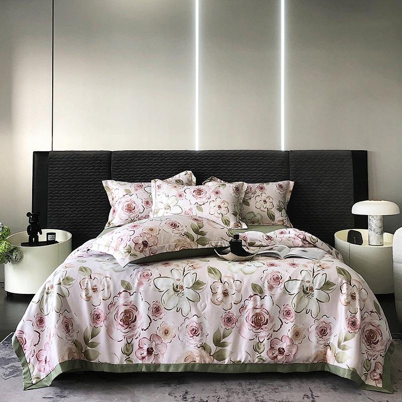 Piumone Estivo Sottile 4 pezzi Tessili per la Casa Lusso Leggero Coperta Estiva Fresca Taglia Queen Piumone per Aria Condizionata Set Lenzuolo Federe