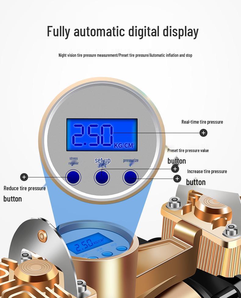 High-Pressure 12V Dual Cylinder Portable Car Tire Inflator