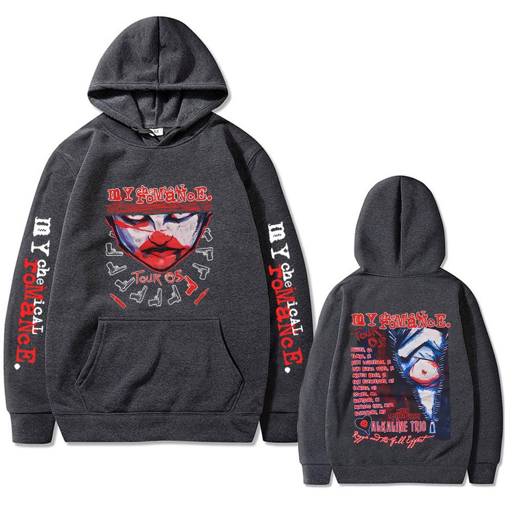 90er Punkband My Chemical Romance Tour 2005 Hoodie Herren Damen Gothic Mode Street Übergroßer Pullover Männlich Fleece Baumwolle Kapuzenpullover