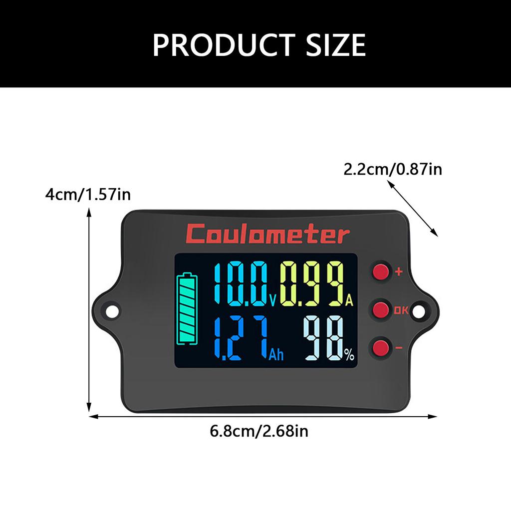Coulomb Counter Meter 8-120V 50A Battery Monitors Coulometer Voltmeter Ammeter Battery Capacity Tester Precise Detection