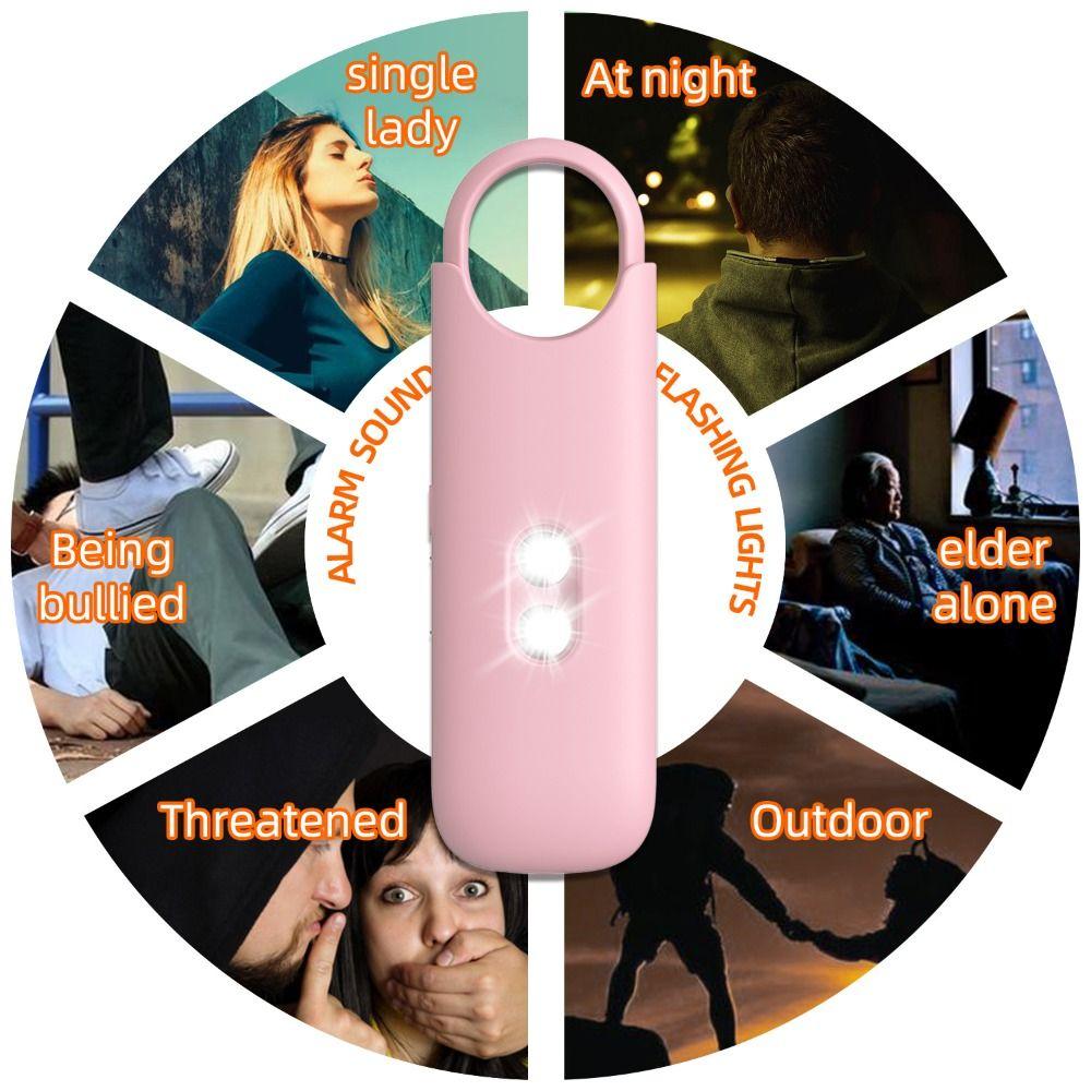Rechargeable Personal Self Defense Alarm with Dual LED Light Safety Siren  for Women Girls