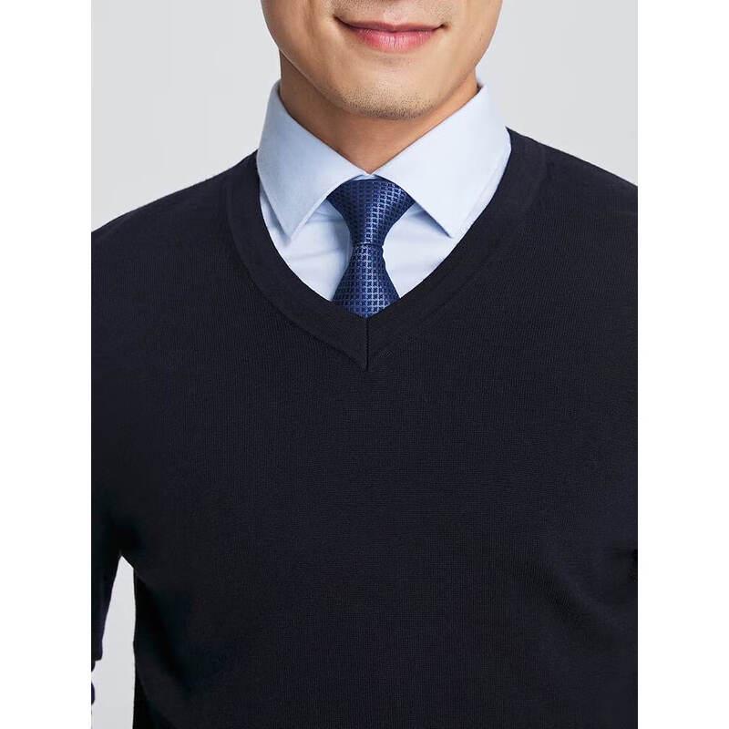 Youngor Men's V-Neck Washable Wool Sweater