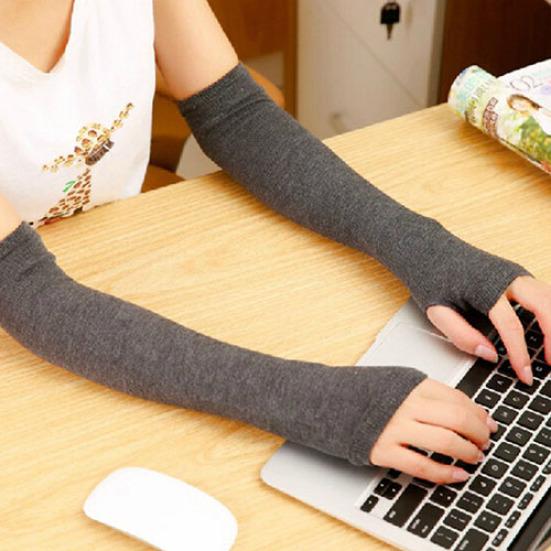 Fashion Women Lady Knitted Long Fingerless Gloves Wrist Arm Hand Warmer Winter