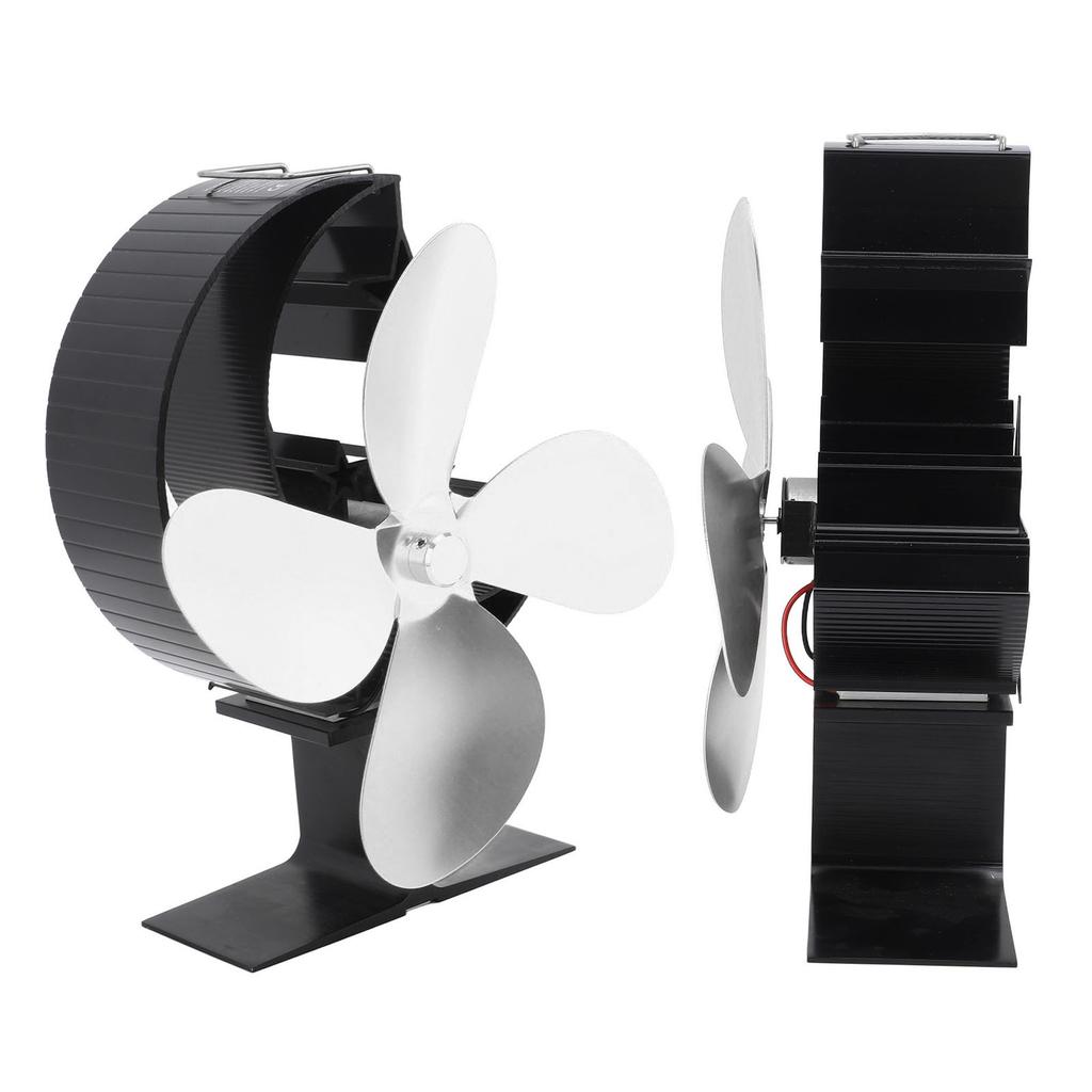 Wood Stove Fan 4 Blades Fireplace Fan Heat Powered Fast Warm Circulation Moon Star Pattern Termal