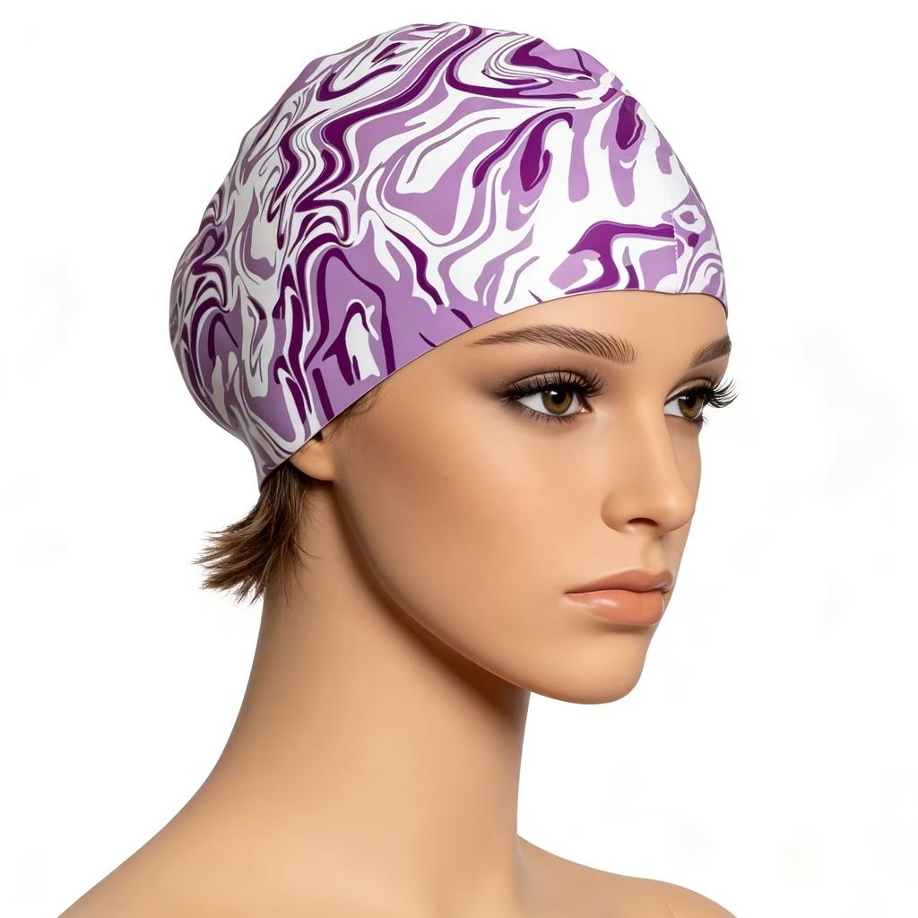 1 Pièce Bonnet de Bain Surdimensionné en Silicone Double Face Imprimé Haute Élasticité pour Femme, Pour l'Entraînement de Natation, la Plage et les Sports Nautiques