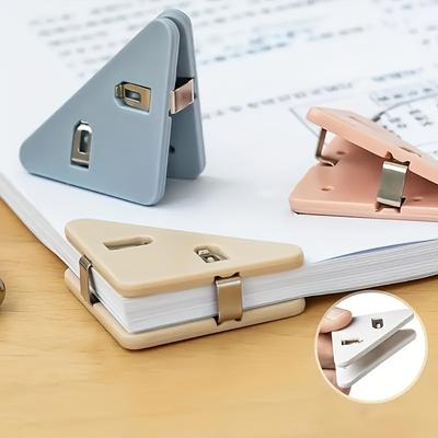 10 pezzi Clip da libro triangolare multifunzionale da ufficio - Organizzatore di cartelle in plastica anti-rotolamento