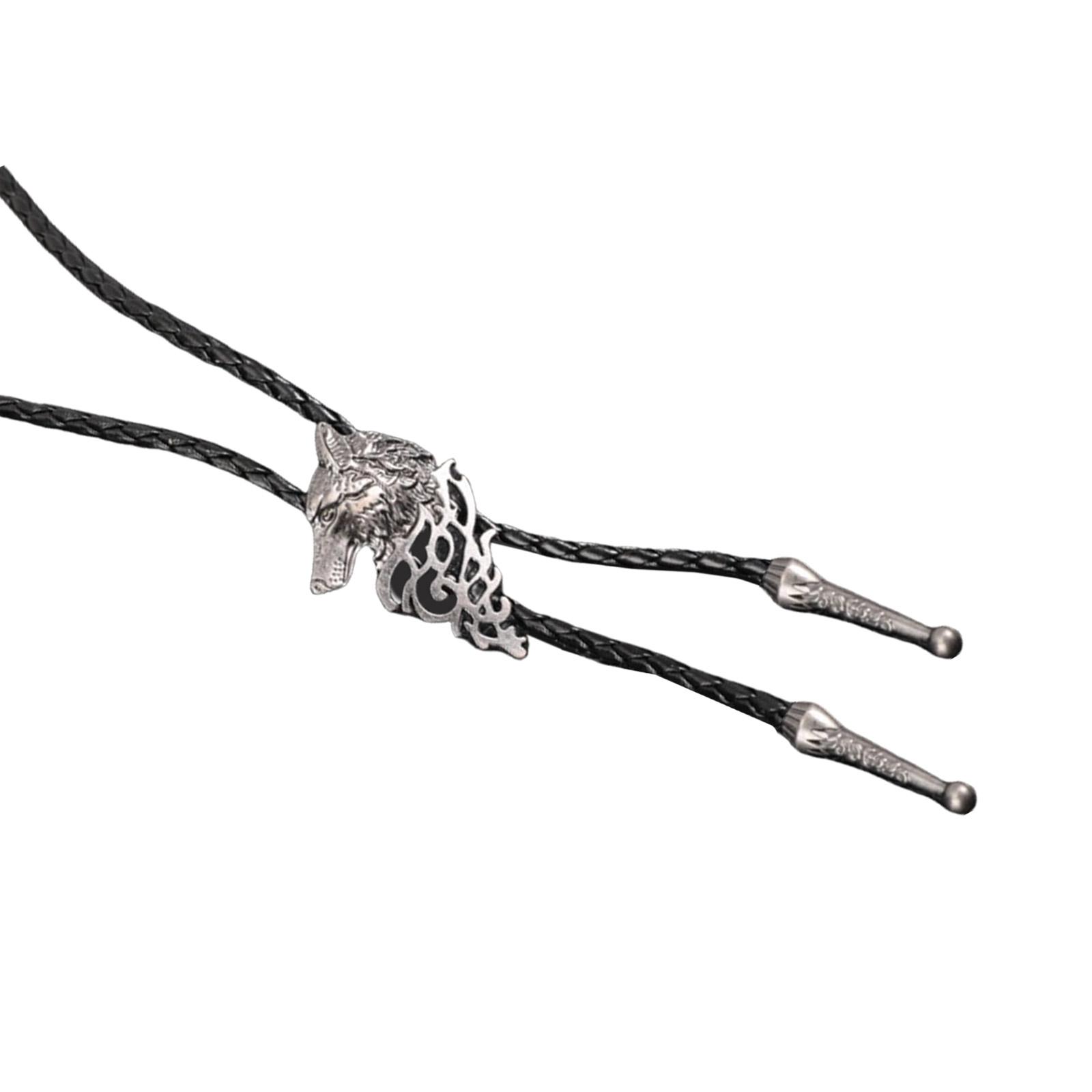 

Винтажный галстук-боло Родео Кожаный галстук-боло Цепочка Галстук-боло с черепом коровы для мужской одежды для родео B