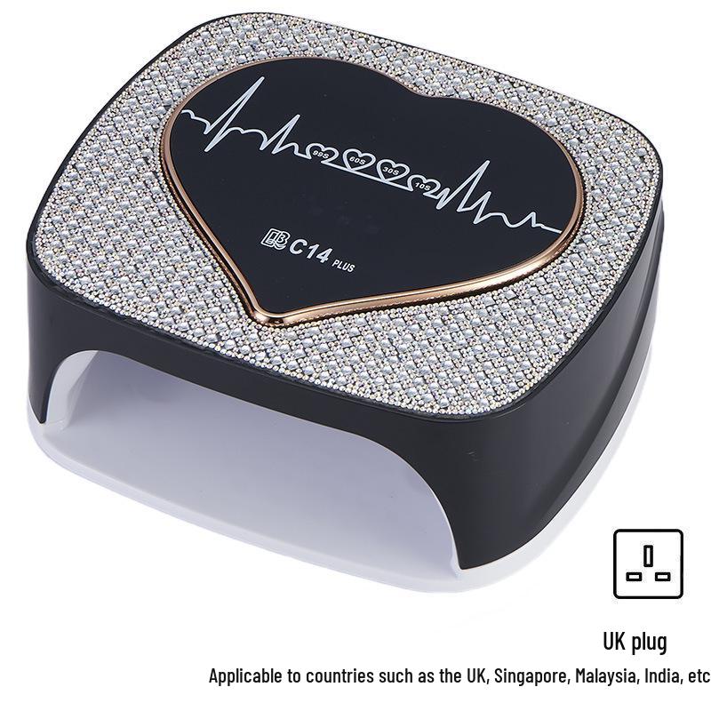 Portable Dual Light Rechargeable UV/LED Nail Lamp with Rhinestone Design for Quick-drying Phototherapy