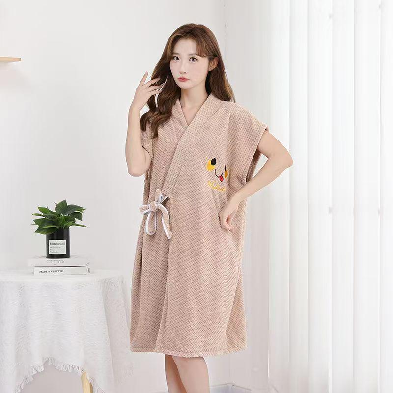 Plus Size Hooded Long Sleeve Bathrobe - Water Absorbent & Soft for Adults