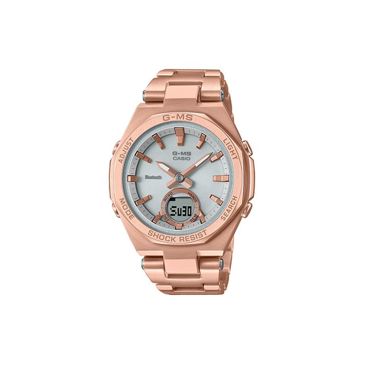 CASIO Men BABY-G White Watch MSG-B100DG-4APR-person Peach Gold Strap