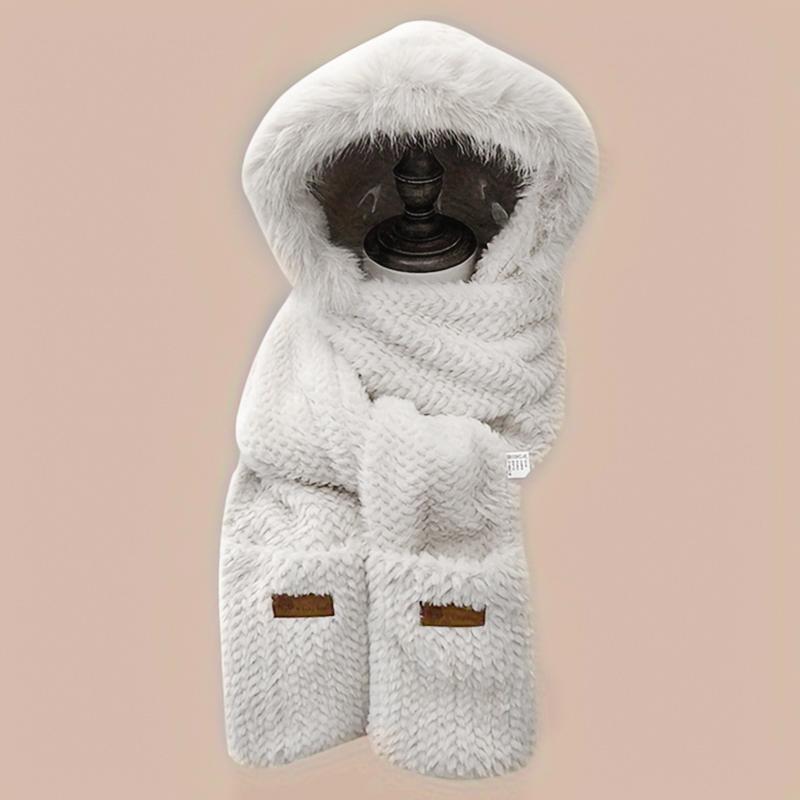 1PC Gloves Elegant Knit Material Warmth Thickened Cute Ear-Protecting Balaclava Hood Scarf Set Multi-Color